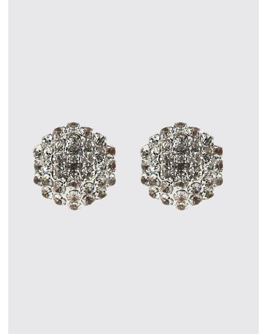 Self-Portrait Metallic Brass Earrings With Set Rhinestones