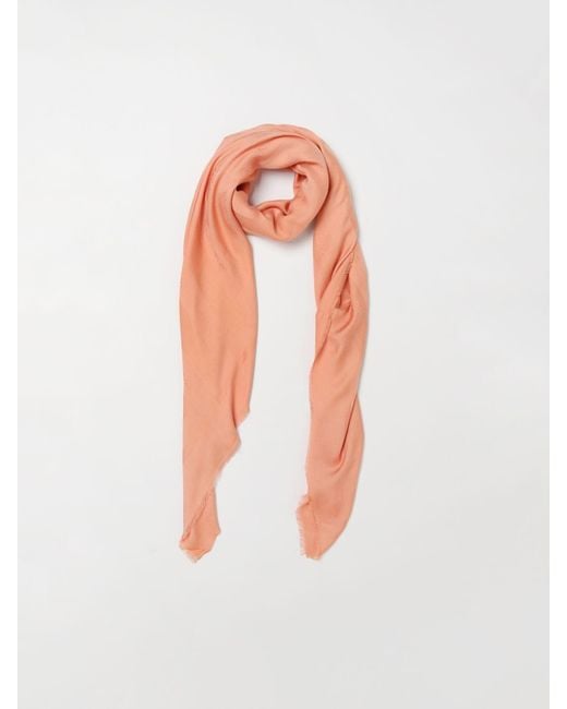Elisabetta Franchi Pink Viscose Blend Scarf With Jacquard Logo