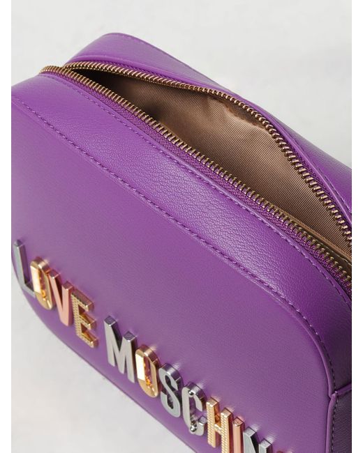 Borsa in pelle sintetica con logo di Love Moschino in Purple