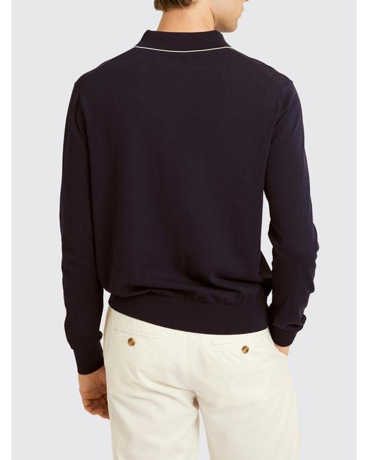 La Martina Blue Cotton And Silk Polo With Logo for men