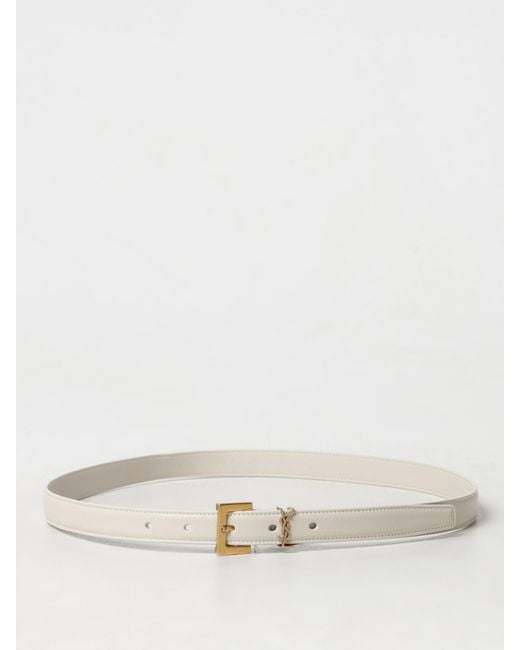 Saint Laurent Natural Cassandre Leather Belt