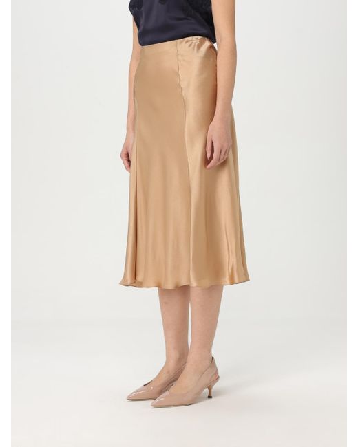 Alberta Ferretti Natural Midi Aline Silk Skirt