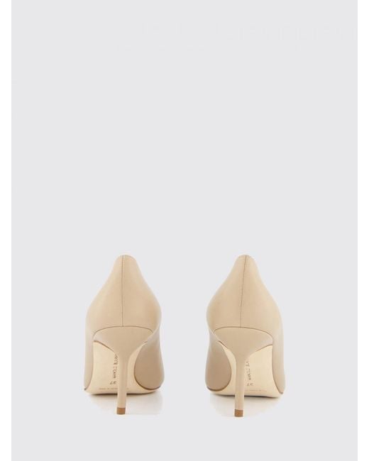 Manolo Blahnik Natural Tora Suede Almond-Toe Pumps With A Mid Stiletto Heel