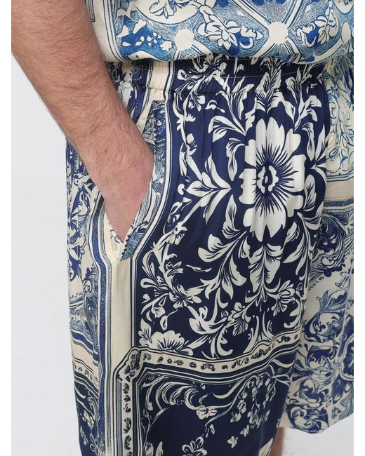 Ih Nom Uh Nit Blue Viscose Shorts With Floral Print for men