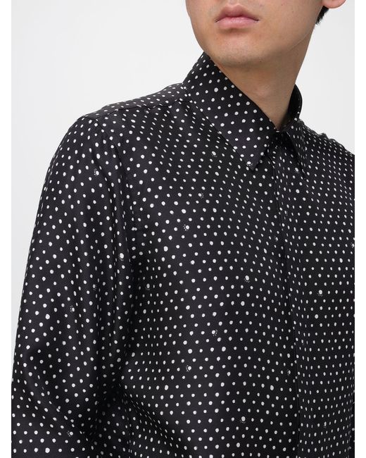 Fendi Blue Polka Dot Silk Shirt for men