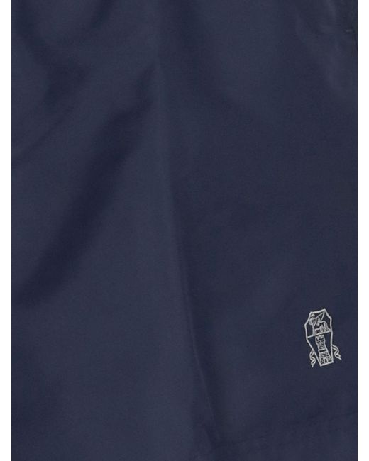 Brunello Cucinelli Blue Polyester Swim Trunks for men