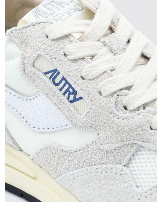 Autry White Reelwind Nylon And Suede Sneakers With Serrated Sole