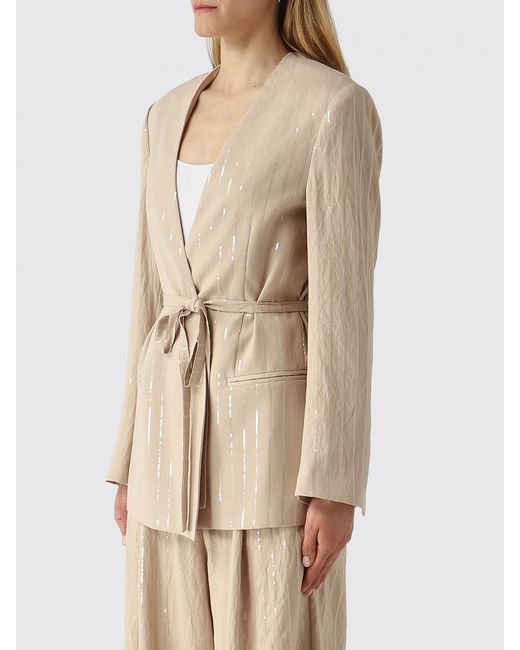 MEIMEIJ Natural Viscose Robe Blazer With Sequins