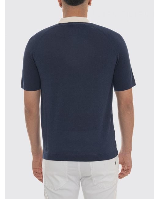 Emporio Armani Blue Cotton Knit Polo Shirt for men