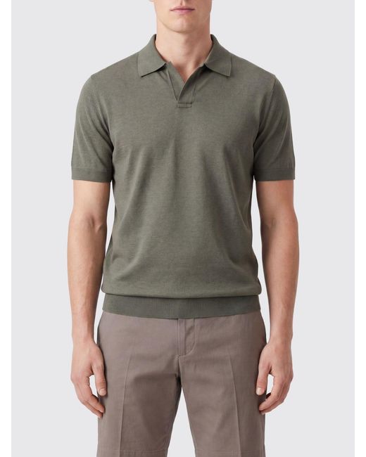 Altea Green Pierre Cotton Knit Polo Shirt With A Classic Collar And Short Sleeves for men