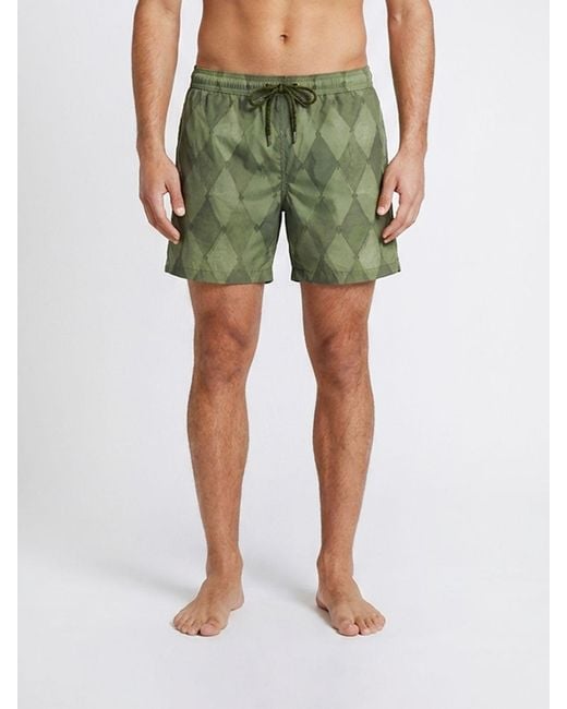Ballantyne Green Printed Polyester Swimsuit for men