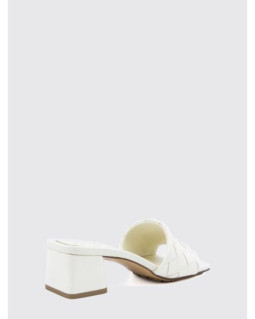 Bottega Veneta White Parco Woven Leather Mules