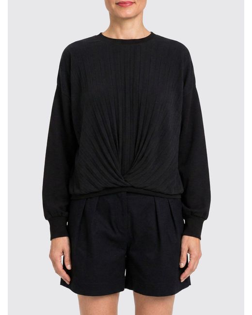 Twinset Black Pleated Viscose Blend Sweatshirt