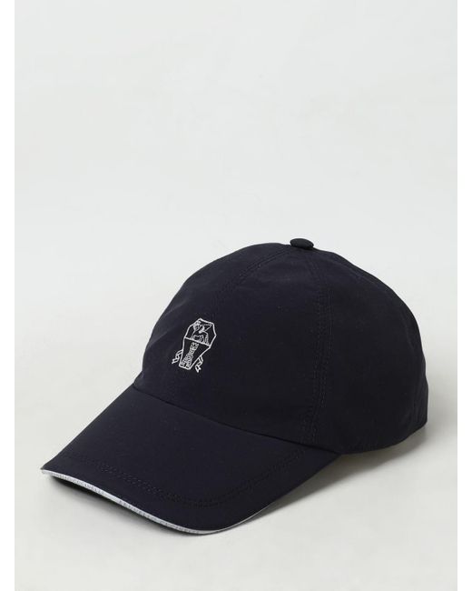 Cappello in nylon con logo ricamato di Brunello Cucinelli in Blue da Uomo