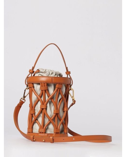 Coccinelle Orange Koi Mesh Leather And Cotton Canvas Bag