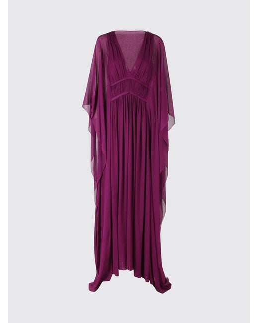 Alberta Ferretti Purple Creponne Dress With Applied Cape