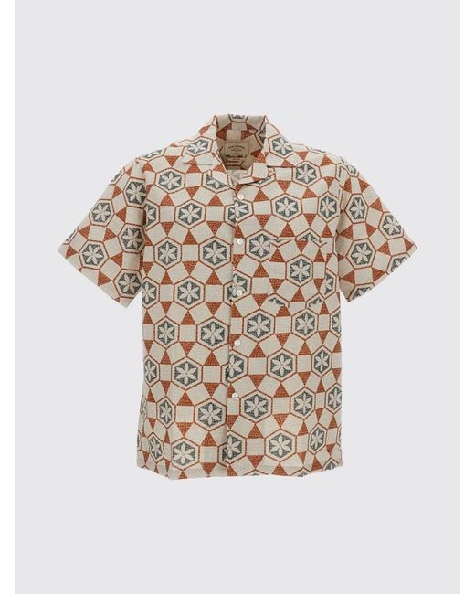 Portuguese Flannel Brown Cotton And Linen Shirt for men