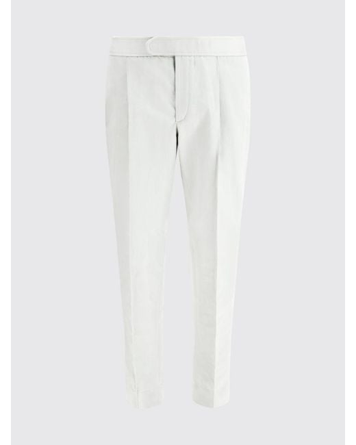 Brioni White Cotton And Linen Tailored Trousers for men