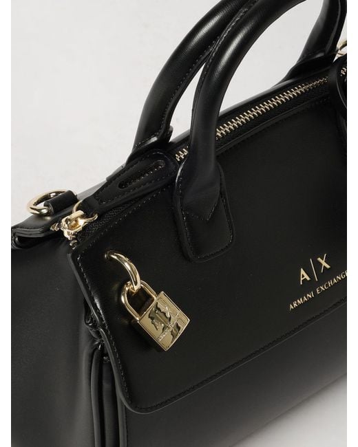 ARMANI EXCHANGE Black Handheld Faux Leather Boston Bag