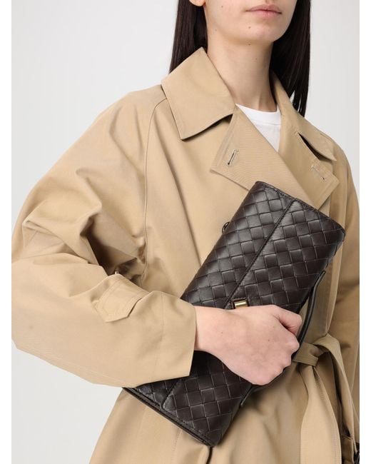 Bottega Veneta Black Andiamo Woven Leather Clutch