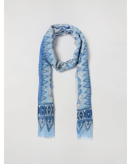 Etro Blue Modal Scarf With Paisley Jacquard for men
