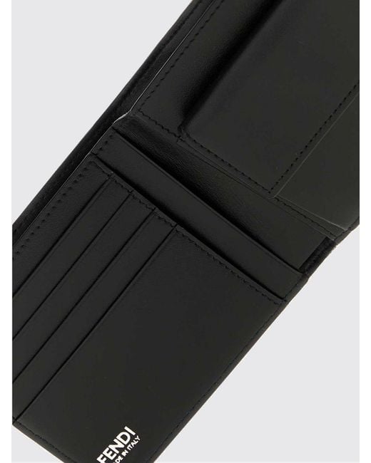 Fendi White Ff Jacquard Fabric Wallet With Coin Pocket And Leather Details for men