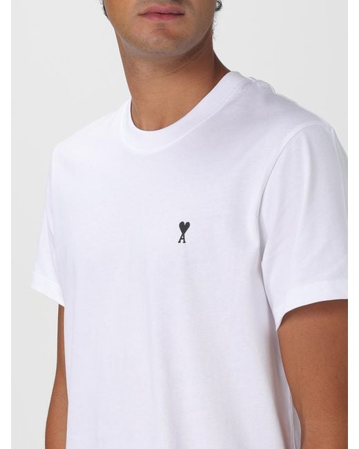 AMI White Cotton T-Shirt With Logo for men