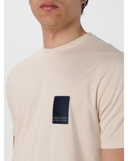 T-shirt basic in cotone di Armani Exchange in Natural da Uomo