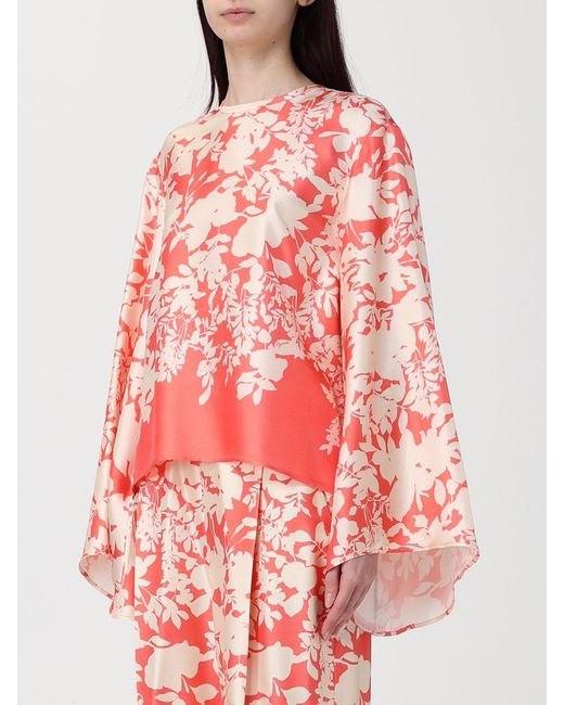 Agnona Red Printed Silk Trousers