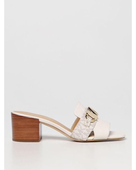 Michael Kors Natural Izzy Michael Leather Mules