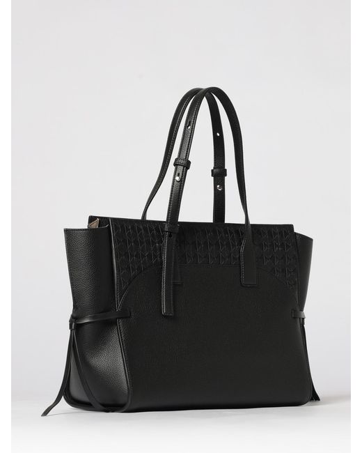 Serapian Black Maro Tasche Aus Genarbtem Leder