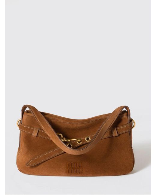Miu Miu Brown Aventure Suede Shoulder Bag