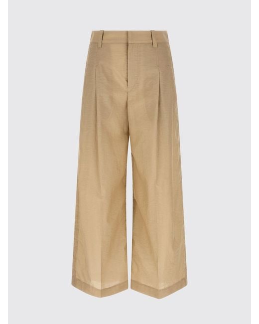 Brunello Cucinelli Natural Cotton Poplin Wide Leg Trousers