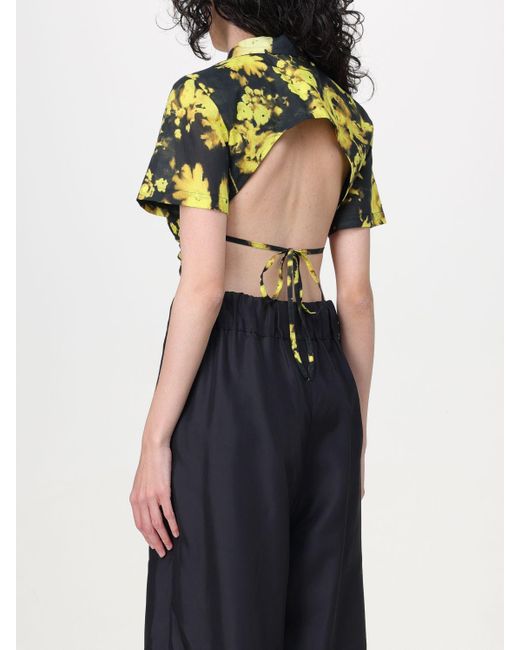 Camicia Fiamma in cotone stampato di Erika Cavallini Semi Couture in Black