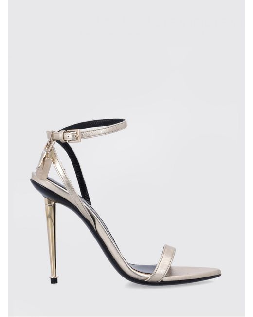 Tom Ford White Padlock Laminated Leather Sandals