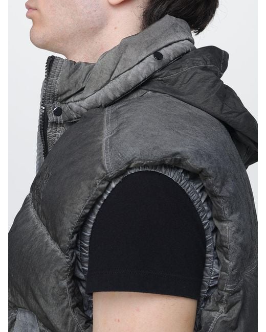 C P Company Gray Quilted Eco-Chrome R Nylon Padded Gilet With High Neck for men