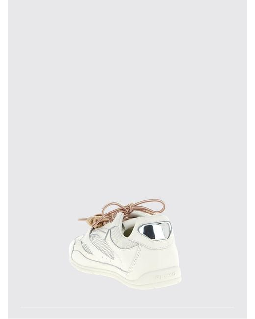 Pinko Natural Yulia Leather And Mesh Sneakers