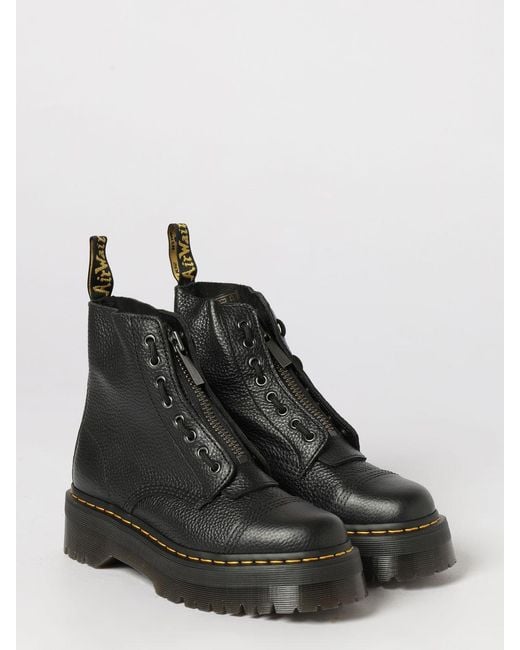 Dr. Martens Black Sinclair Tumbled Leather Platform Boots