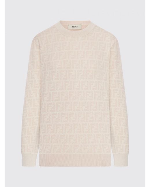 Fendi Natural Ff Wool And Silk Knit