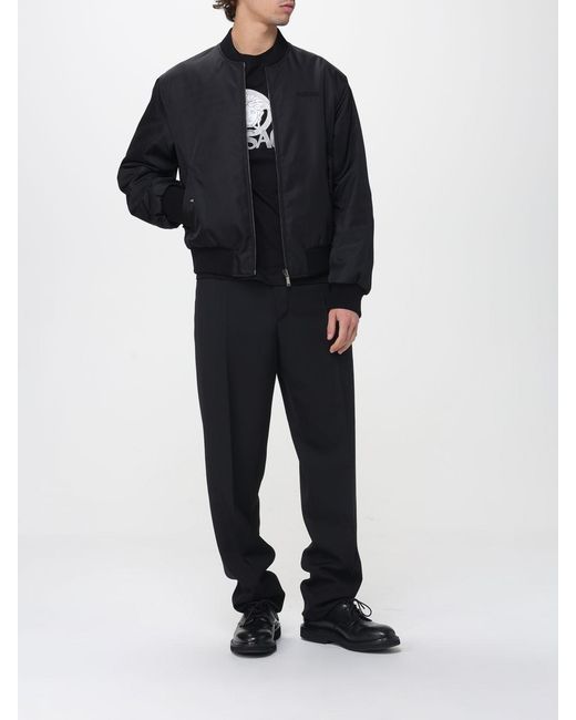 Versace Blue Nylon Bomber Jacket for men
