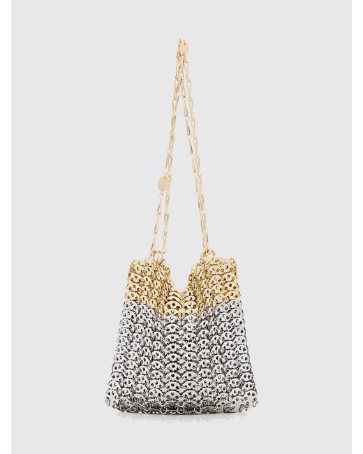 Rabanne White Iconic Skyline 1969 Bicolor Metallic Mesh Bag