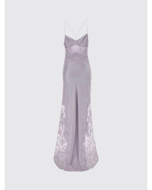 Ermanno Scervino Purple Satin And Lace Dress