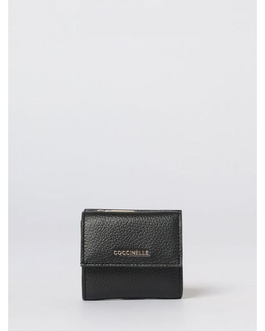 Coccinelle White Grained Leather Metallic Soft Wallet