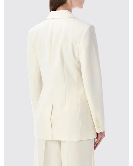 Anine Bing Natural Double-Breasted Wool Blend Blazer