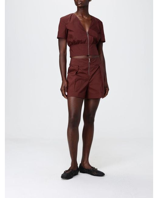 Patrizia Pepe Red Cropped Cotton Shirt