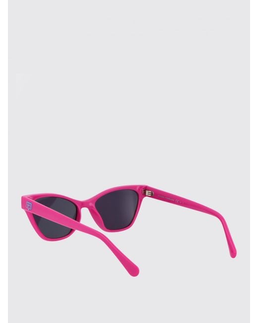 Chiara Ferragni Pink Stylish Cat-Eye Sunglasses With Glitter Finish