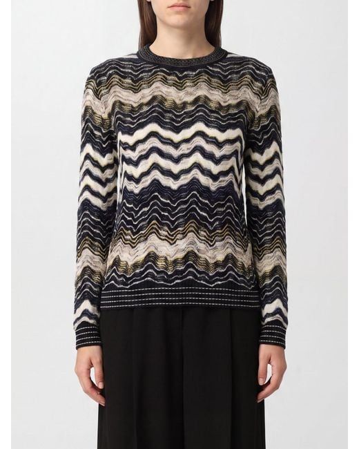 Missoni Black Multicolour Zig-Zag Wool Blend Slim Fit Jumper