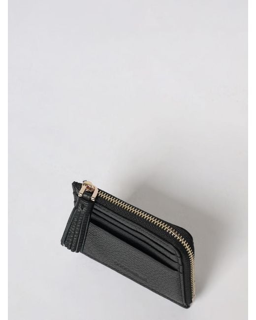 Coccinelle Black Tassel Grained Leather Credit Card Holder