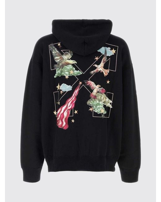 Off-White c/o Virgil Abloh Blue Printed Cotton Hooded Sweatshirt for men