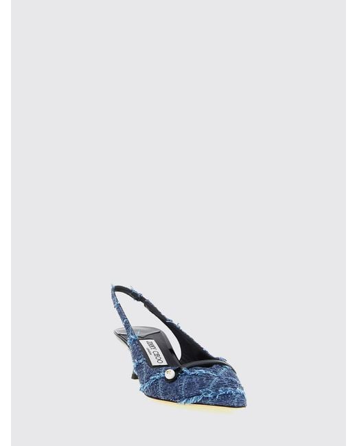 Jimmy Choo Blue Amita Tartan Fabric Slingback Pumps With Low Heel And Almond Toe